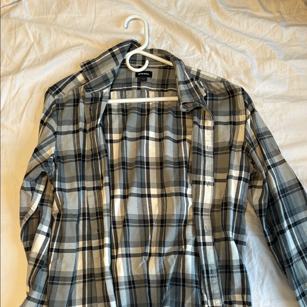 Diesel Gray Plaid Button-Up Shirt